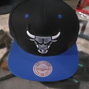 Mitchell & Ness Black And Blue Bulls Adjustable Cap (712)